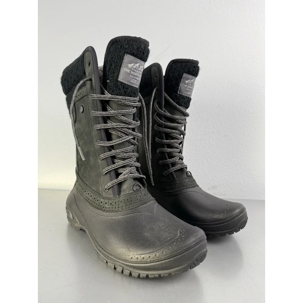 North Face Shellista II Mid Winter Boots Womens 8 Faux Fur Lined Insulated Black